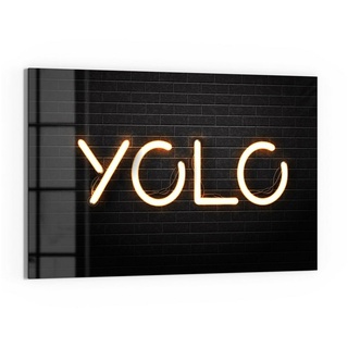 DEQORI Magnettafel 'Leuchtbuchstaben YOLO', Whiteboard Pinnwand beschreibbar gelb|schwarz 60 cm x 40 cm