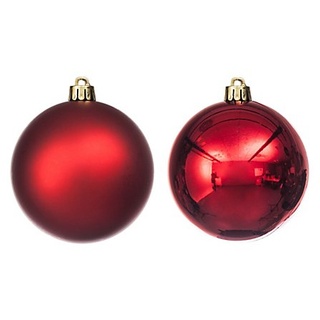 Weihnachtskugeln aus Kunststoff, rot, 8 cm Ø, 6 Stück