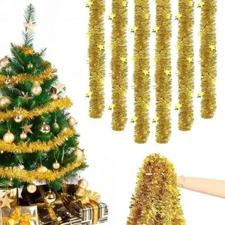 Lametta Girlande 6 Stück Gold 12m Weihnachtsbaum Dekoration