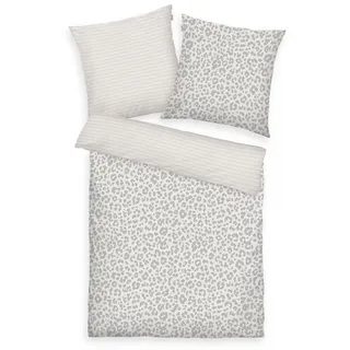 Tom Tailor LEO LOOK Leopardenmuster Grau/Weiß 135 x 200 cm + 80 x 80 cm