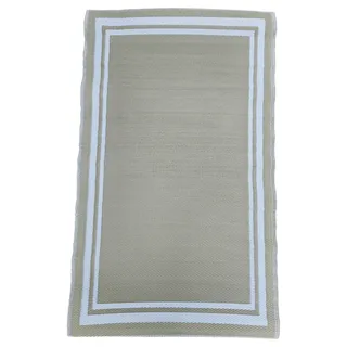 Meinposten Teppich Outdoor Balkonteppich außen Balkon Terrasse beige weiß 150 x 90 cm