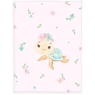 Herding 1440260014 - babybest® Baby-Kuscheldecke Little Turtle, Decke, Microfaserflausch, rosa, 75x100cm