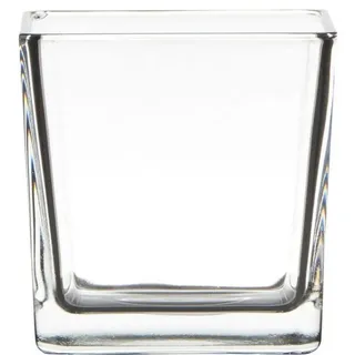 Hakbijl Glass Tischvase Glasvase Cubic klar Quadratisch 10 x10 x 10cm, leicht konisch weiß 10 cm x 10 cm