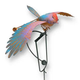 Crispe Home & Garden | Windspiel Vogel Bunt 132 cm | Deko Gartenstecker | Gartendekoration Metall