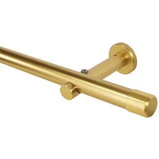 iso-design Gardinenstange Messing Matt 20 mm Endstück Kappe, Ø 20 mm, 1-läufig, Fixmaß, Aluminium goldfarben Ø 20 mm x 180 cm