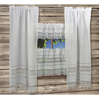 Gardine HOSSNER - ART OF HOME DECO "Birnhorn" Gardinen Gr. 240 cm, Stangendurchzug, 90 cm, weiß Landhaus Gardinen Häkelspitze - ECHTE Handarbeit