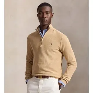 Polo Ralph Lauren für Herren. 710932304500 Beigefarbener Strickpullover aus Piqué und Baumwolle (M), Lässig