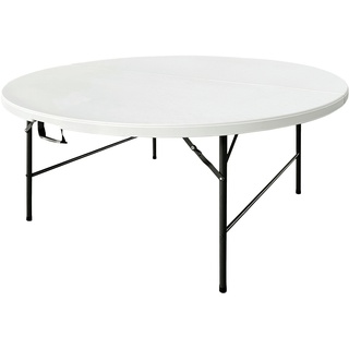 METRO Professional Outdoor Banketttisch, Stahl / Polyethylen, Ø 180 x 74 cm, klappbar, wasserabweisend, weiß
