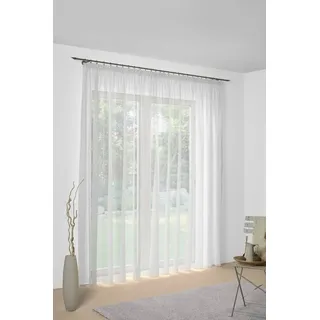 Wirth Gardine Mara, Faltenband (1 St), halbtransparent, Fertig-Store mit FB 1:3 nach Maß weiß 250 cm x 240 cm