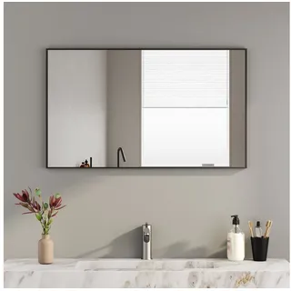 Boromal Wandspiegel Spiegel Schwarz Rechteckig Wand mit Rahmen eckig / abgerundet Flur, für Badzimmer/Ankleidezimmer/Wohnzimmer,unbrechbarer Spiegel schwarz 60 cm x 100 cm