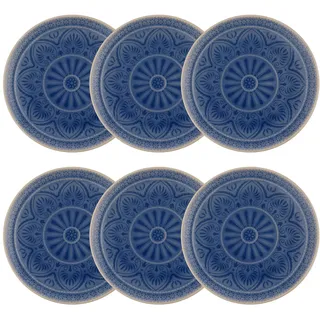 BUTLERS Teller Ø21cm 6er Teller Set SUMATRA Steinzeug Geschirr | Kuchenteller Frühstücksteller Speiseteller Essteller | Exotisch & gemustert | Mikrowellen- & spülmaschinenfest