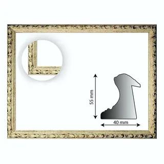 Bilderrahmen Neumann Einzelrahmen Barockrahmen weiß fein verziert 812 AVO, verschiedene Varianten Leerrahmen | 30 x 40 cm