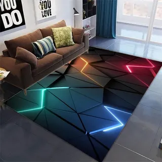 Xisnuient Gamer Teppich für Jugendzimmer Jungen - Neon Gaming Design Teppich mit Rutschfester Unterseite, Flanell Kinder Teppich Jungs für Gaming Zimmer & Teenagerzimmer (Bunt,160x230cm)