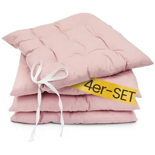 Amilian Stuhlkissen 40x40 mit Bändern - 4er Set Sitzkissen - Outdoor Indoor - Sitzauflage, waschbar