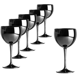 Doimoflair Ballonglas Weinglas aus Kunststoff Weinbecher Plastik Rotweinglas Schwarz 40 cl. Set 6 Stück