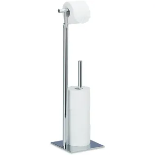 Relaxdays Toilettenpapierhalter stehend PAGNONI silber, 1 St.