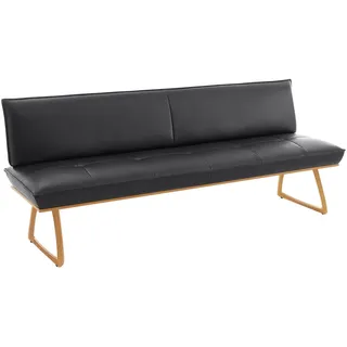 Koinor Sitzbank, Schwarz, Wildeiche, Holz, Leder, Echtleder, Büffelleder, Wildeiche, furniert, massiv, 3-Sitzer, 214x88x66 cm, Goldenes M, Dgm, Fußauswahl, Lederauswahl, Stoffauswahl, Typenauswahl, mit Rückenlehne, in verschiedenen Größen erhältlich, Esszimmer, Bänke, Sitzbänke