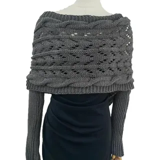 TMTGTS Gestrickter Zopfmuster Schal 1 Größe Schal mit Ärmeln Mode Sweater Sleeve Schal Multifunktionaler ärmelschal Häkeln Pashmina Schals Pullover Strick Loop Schal für Damen Herbst Winter(grau1)