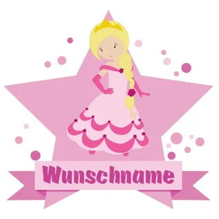 Samunshi® Süße Prinzessin Wandtattoo Türschild mit Name personalisierbar Kinderzimmer Türaufkleber Baby Wandaufkleber - 25x22cm mehrfarbig