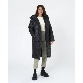 Steppmantel FRESHLIONS "Eva", Damen, Gr. M, schwarz, 100% Polyester, kariert, unifarben, normal, Mäntel Steppmantel, im schimmernden Design