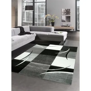 CARPETIA Kurzflor Teppich Karomuster Grau Creme Schwarz 80x150 cm | Weich, pflegeleicht, strapazierfähig und allergikergeeignet, OEKO-TEX geprüft, schadstofffrei, für Fußbodenheizung