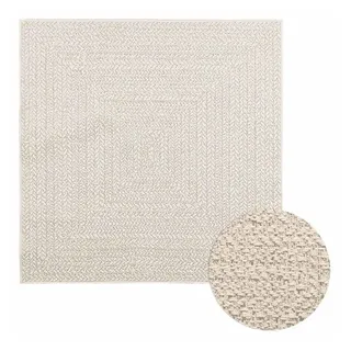 vidaXL Teppich ZIZUR Creme 120x120 cm Jute-Optik Indoor und Outdoor