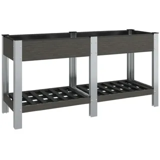 vidaXL Garten-Hochbeet mit Ablage 175 x 50 x 75 cm Grau