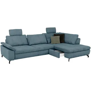 Beldomo Style Ecksofa Sense, Petrol, Metall, 3-Sitzer, Ottomane rechts, Eckteil, L-Form, 291x197 cm, Goldenes M, Typenauswahl, Fußauswahl, Stoffauswahl, seitenverkehrt erhältlich, individuell planbar, Wohnzimmer, Sofas & Couches, Wohnlandschaften, Ecksofas