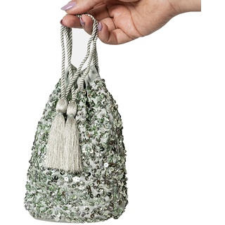 Maya Deluxe Women's Womens Handbag Ladies Sequin Bag Bridesmaids Sparkling Drawstring Coin Purse Pouch for Evening Prom Party Clutch, Green Lily