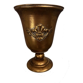 Pokal Amphore Dekovase Vase Blumenvase Antik Metall Vintage Deko Retro Design (30 cm Hoch Gold)