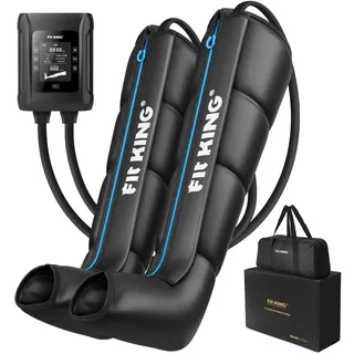 FIT KING kabelloses Beinmassagegerät mit unabhängiger 4-Zonen-Steuerung | Recovery Boots mit LCD-Touchscreen, 40-150mmHg, 10 Timer-Modi, fördert Durchblutung, beschleunigt Regeneration (L)