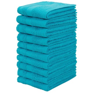 my home Handtuch Set Vanessa, 10 Seiftücher 30x30, Walkfrottee (Set, 10-St), Handtücher mit Bordüre, 100% Baumwolle, einfarbig, weich blau