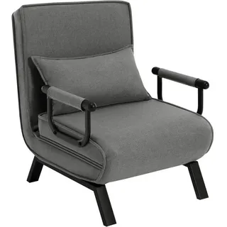 Woltu Schlafsessel 3 in 1 Leinen 60 x 78 x 75 cm Grau mit Kissen