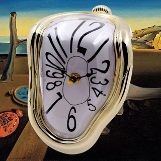 FAREVER Salvador Dali Schmelzende Uhr, geschmolzene Uhr für dekoratives Zuhause, Büro, Regal, Schreibtisch, Tisch, lustiges kreatives Geschenk, arabisches Gold