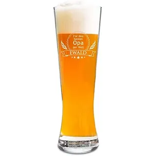 AMAVEL Weizenglas mit Gravur für den besten Opa der Welt, Personalisiert mit Namen, Geschenkidee für Männer, Füllmenge 0.5 l