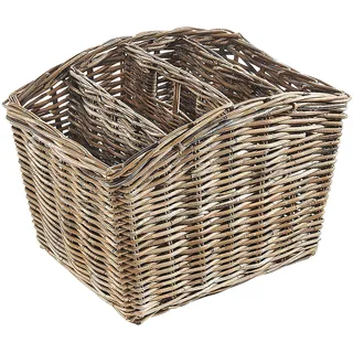 Kobolo Zeitungsständer Magazinsammler Zeitschriftenkorb aus Rattan - kubu Grey - 4 Fächer