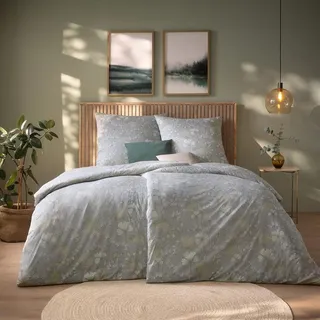 Estella Mako Interlock Jersey Bettwäsche Mona silber Kissenbezug einzeln 40x80 cm - grau;beige
