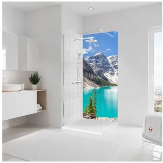 Schulte Badrückwand DecoDesign Foto Bergsee, (1-tlg), Wandverkleidung, fugenloser Fliesenersatz, Duschrückwand blau