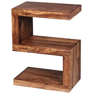 KADIMA DESIGN Beistelltisch Massivholz S Cube Landhausstil Design MUMBAI, Dunkelbraun 30x44x60 cm