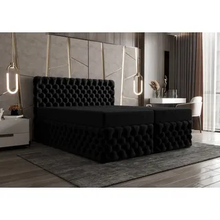 b&b home Boxspringbett Figo2 180x200 cm – mit Bettkasten - Schwarz
