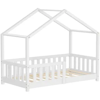 ML-Design Hausbett 70 x 140 cm Kiefer massiv weiß