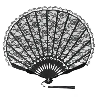 YYKSYDPT Handfächer Hochzeitsfächer Vintage Spitzenfächer,Brautfächer Fächer Hochzeit Faltbaren Fächer Tanzfäche Spanische Viktorianischen Faltfächer für Tanzaufführungen Hochzeit Party (Hülse)
