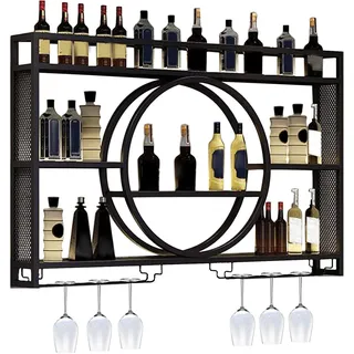 GWWBD Barregal,weinregal Wand Metall Barschrank Modern Hausbar Möbel Bar Regal Stehend Minibar Kühlschrank Wandregal Metall Rund Gold Flaschen Regal Stehend(Size:120 * 15 * 80cm,Color:Schwarz)