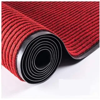 LuxusKollektion Fußmatte Teppich Läufer 90x300cm Dunkelrot Streifenmuster, rechteckig, Höhe: 7 mm rot