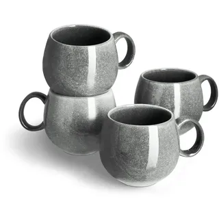 Springlane Geschirr-Set Misty Cliff, Steingut, in verschiedenen Ausführungen und Sets, Steingut, robust, kratzfest, 4er-Set Tasse grau