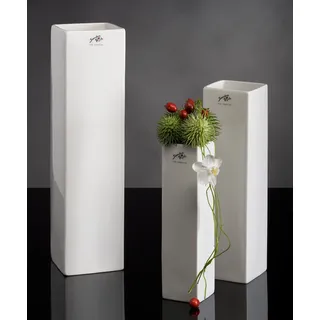Sandra Rich Porzellanvase Square weiß eckig 39,5 cm hoch Ø 10,5 x 10,5 cm
