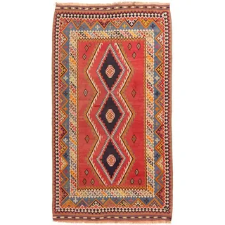 Nain Trading Orientteppich Kelim Fars 159x295 Handgewebter Orientteppich / Perserteppich Läufer, rechteckig, Höhe: 5 mm rot