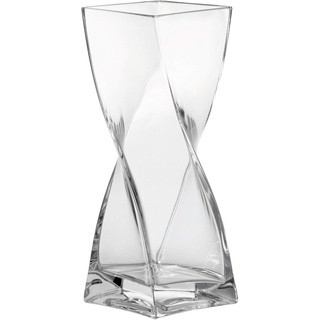 Leonardo Volare Vase, geschwungene dynamisch geformte Blumenwase mit massivem Eisboden, handgefertigtes Klarglas, Höhe 30 cm, 014103