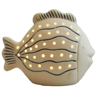 SEINHIJO Fische Skulptur Geschenk Modern Dekor Arts Ozean Statue Figuren Wohnzimmer Kunst Keramik Ornament LED Licht 14cm