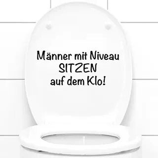 Grandora WC Aufkleber Männer mit Niveau sitzen auf dem Klo I dunkelgrau (BxH) 27 x 11,5 cm I Badezimmer Toilette Sticker Wandsticker Wandaufkleber Wandtattoo W5495
